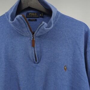 Polo Ralph Lauren Estate Rib 1/4 Zip Pullover Sweater Light Blue Men's XL Preppy